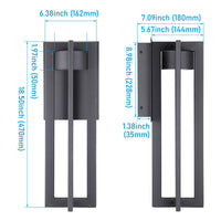 TORCHSTAR 19 Inch Geometric Frame LED Down Outdoor Wall Light - 12W - 5CCT - Black