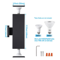 TORCHSTAR 6 Inch Square Cylinder E26 Up Down Outdoor Wall Light - E26 Base - Black