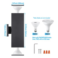 TORCHSTAR 8 Inch Square Cylinder E26 Up Down Outdoor Wall Light - E26 Base - Black