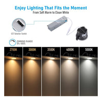 TORCHSTAR 3-Inch Wet-Rated Narrow-Trim LED Recessed Light with J-Box - 10W - 5CCT White
