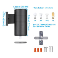 TORCHSTAR 4 Inch Round Cylinder E26 Down Outdoor Wall Light - E26 Base - Black