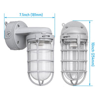 TORCHSTAR Caged Jelly Jar E26 Vapor Tight Wall Light - E26 Base - Gray