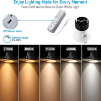 TORCHSTAR 4-Inch Ultra-Deep Anti-Glare LED Recessed Light with J-Box - 12W - 5CCT White
