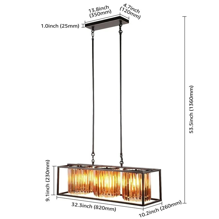 AmberElegance Trio Cystal Chandelier