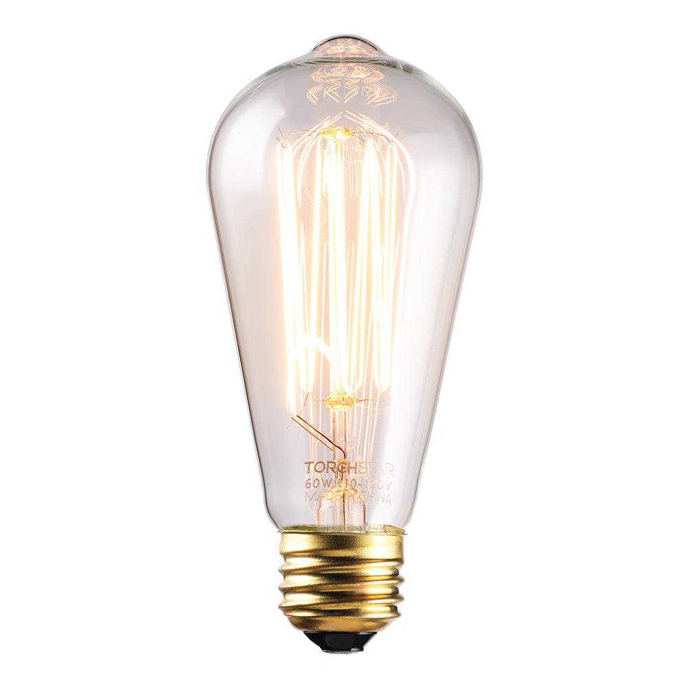 CrystalEra Classic 60W ST64 Filament Vintage Bulbs - E26 Base - 2200K Amber Warm