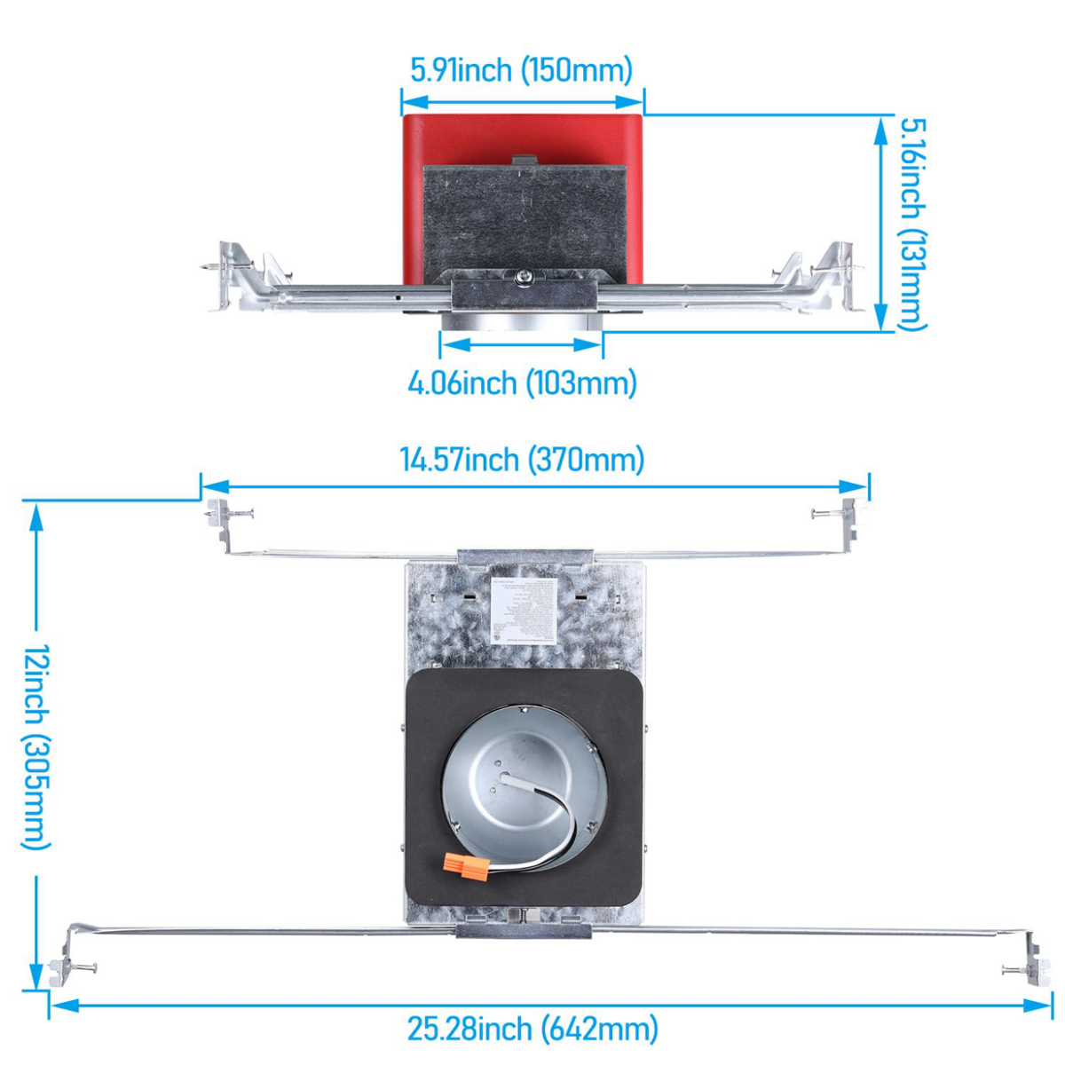 FlameGuard™ New Construction 4" Fire-rated Recessed Light Housing - TP24 Connector Tested w/ UL263 ASTME119 CAN ULC S101