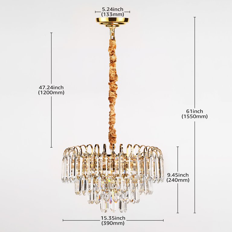 TieredGlamor 6-Lights Crystal Pendant Chandelier