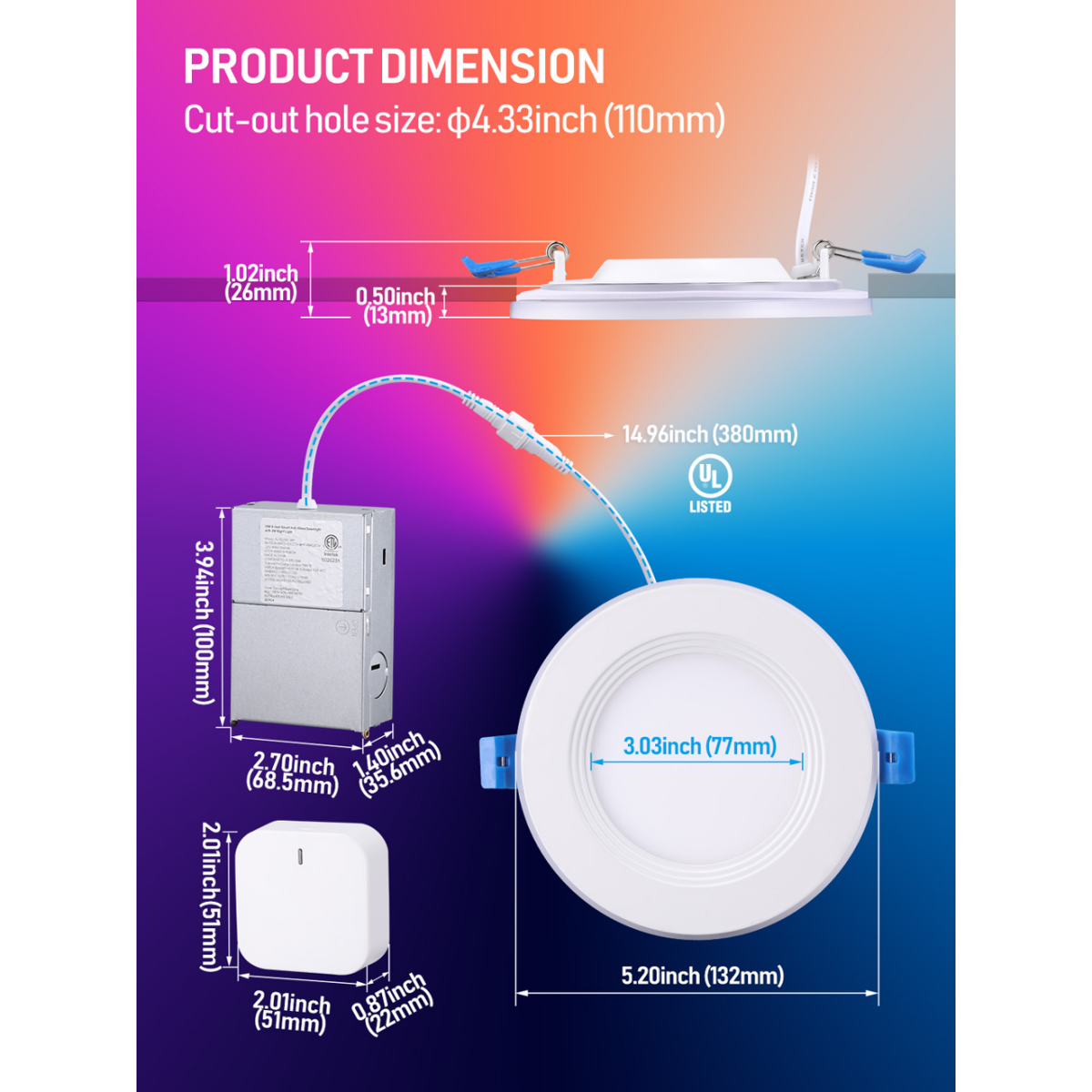 TORCHSTAR  4 Inch CCT LED Recessed Lights with RGBCW Back Light