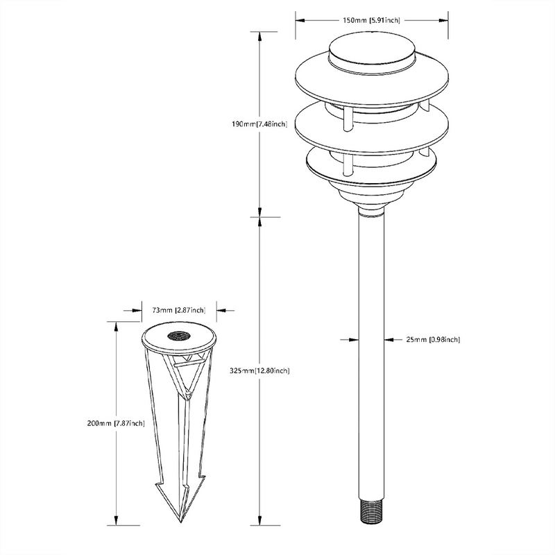 Premium PDBL 20.3" Brass Path Lights - Lamp Ready