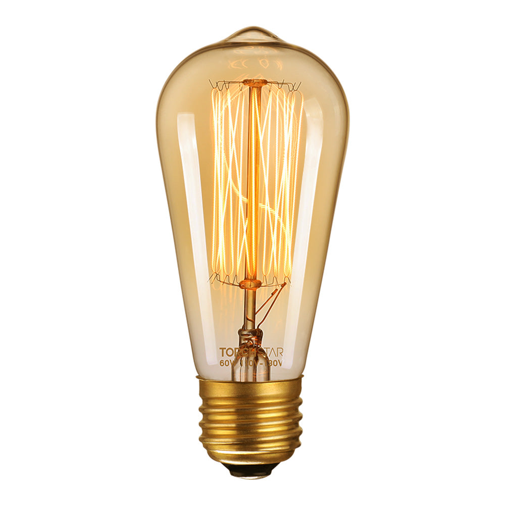 GoldenEra Classic 60W ST64 Filament Vintage Bulbs - E26 Base - 2200K Amber Warm