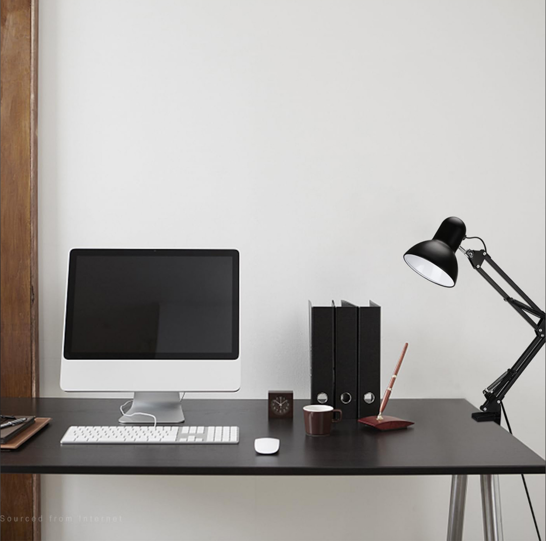 Metal Swing Arm Architect Desk Lamp with Clamp - Black