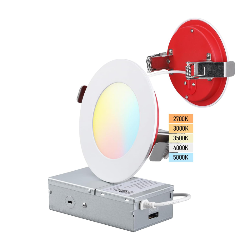 FlameGuard™ 4" Fire-rated Ultra-thin Canless LED Recessed Lights - SDL 10W Dimmable 1/2" Thick Tested w/ UL263 ASTME119 CAN ULC S101