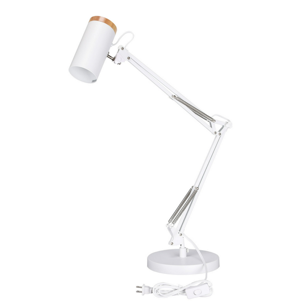 Tall Swing Arm Table Lamp, Height 29.7", E26 Base, Adjustable Desk Lamp, White