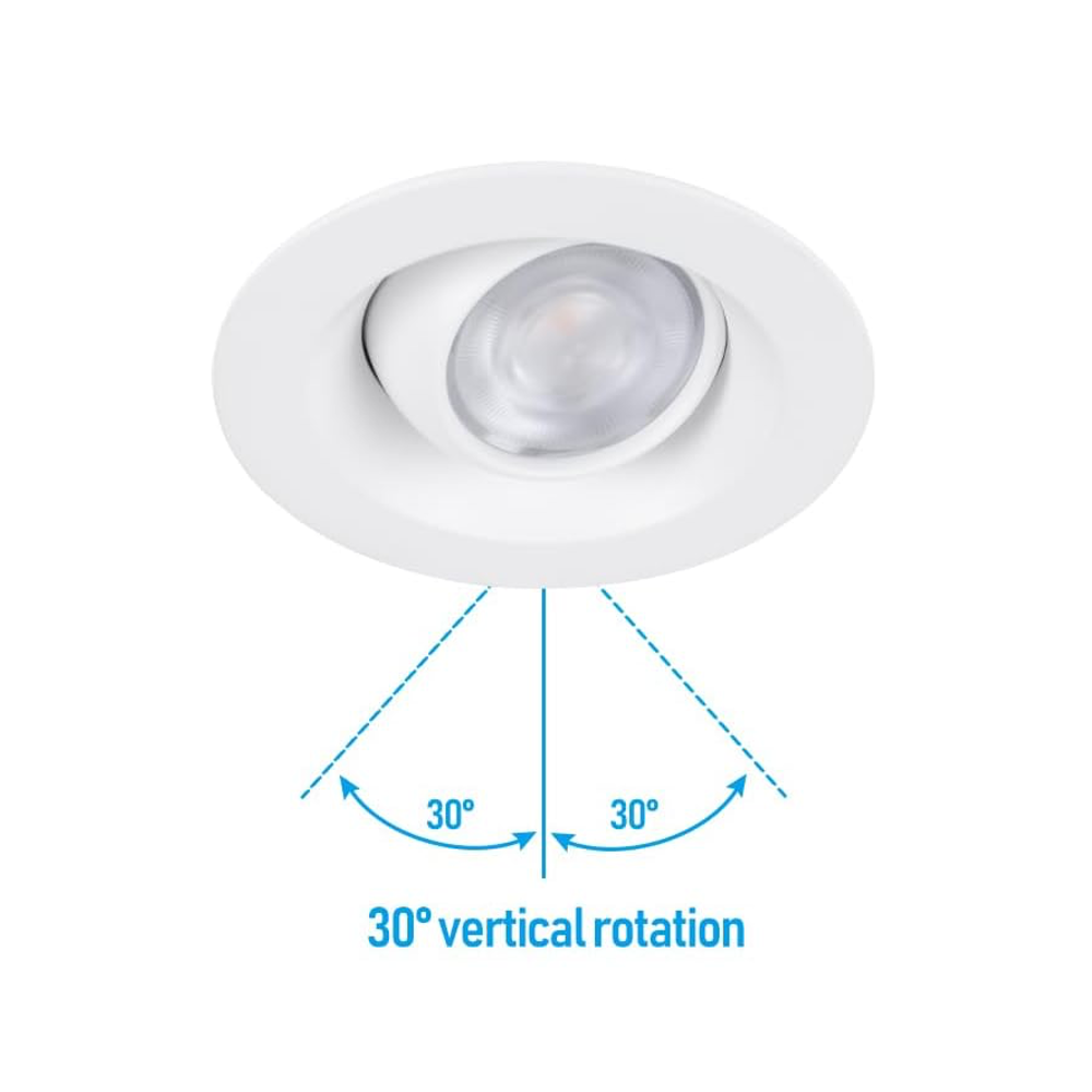 Rotatolux 3" Gimbal Canless LED Recessed Light - DL 7W Dimmable with Narrow Beam Angle