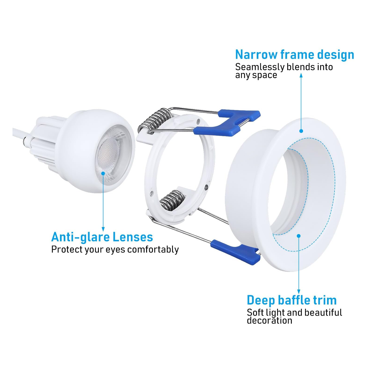 Rotatolux 2" Glare-free Gimbal Canless LED Recessed Light - DL 8W Dimmable with Narrow Beam Angle