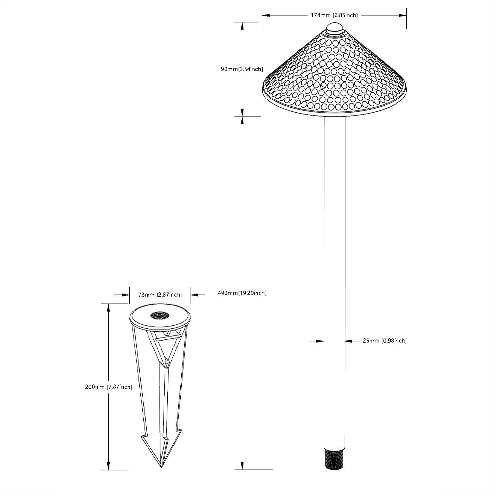 Premium USDL-T 21.5" Brass Path Lights - Lamp Ready