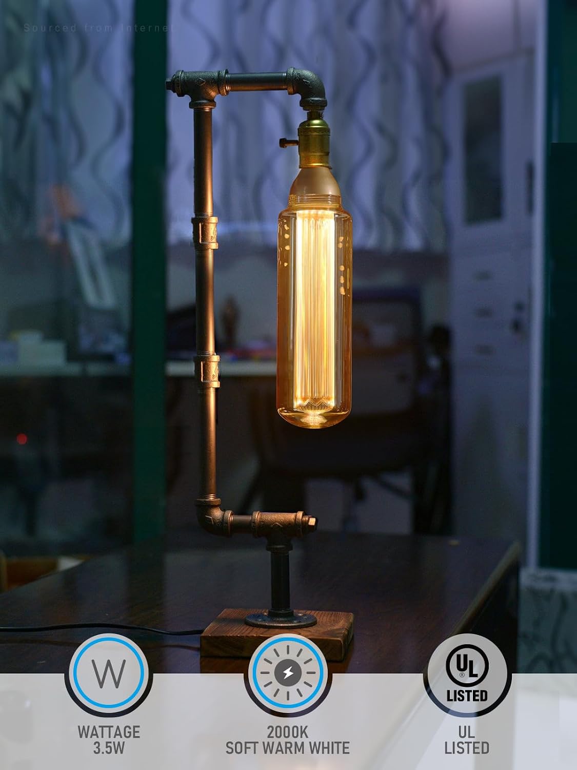 TORCHSTAR LED T25 Tubular Decorative Light Bulb - 3.5W - 2000K Amber