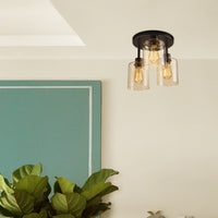 TriLumina Ceiling Fixtures - Amber Glass w/ CrystalEra ST64 LED Bulbs