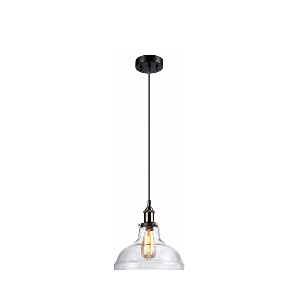 TORCHSTAR Clear Glass Industrial Pendant Light for Dining Room