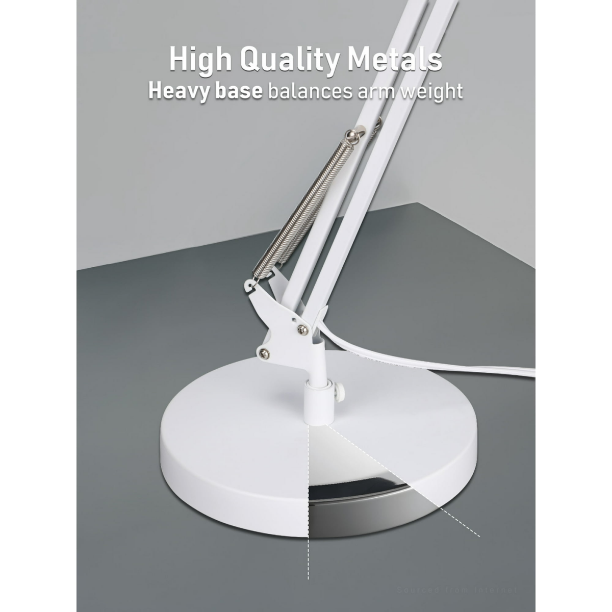 Tall Swing Arm Table Lamp, Height 29.7", E26 Base, Adjustable Desk Lamp, White