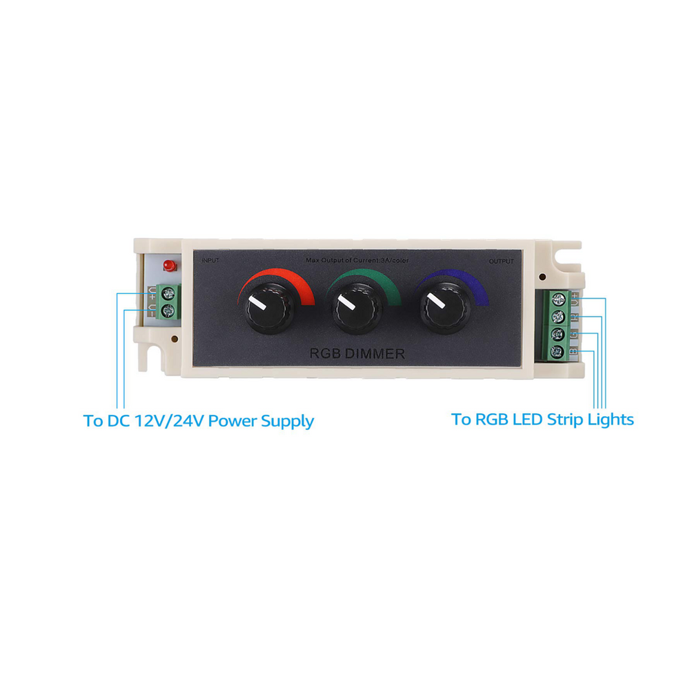 TORCHSTAR DC12V-24V 9A PWM RGB LED Dimmer Controller