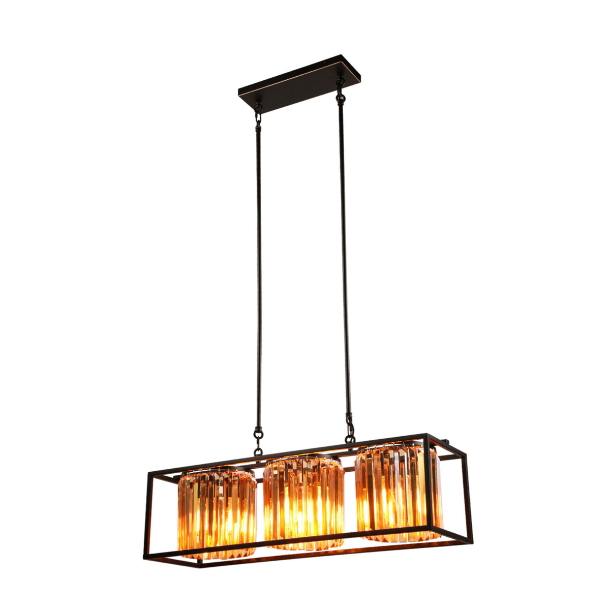 ESCENA 3-Light Rectangular Crystals Pendant Island Lighting - Lamp Rea ...