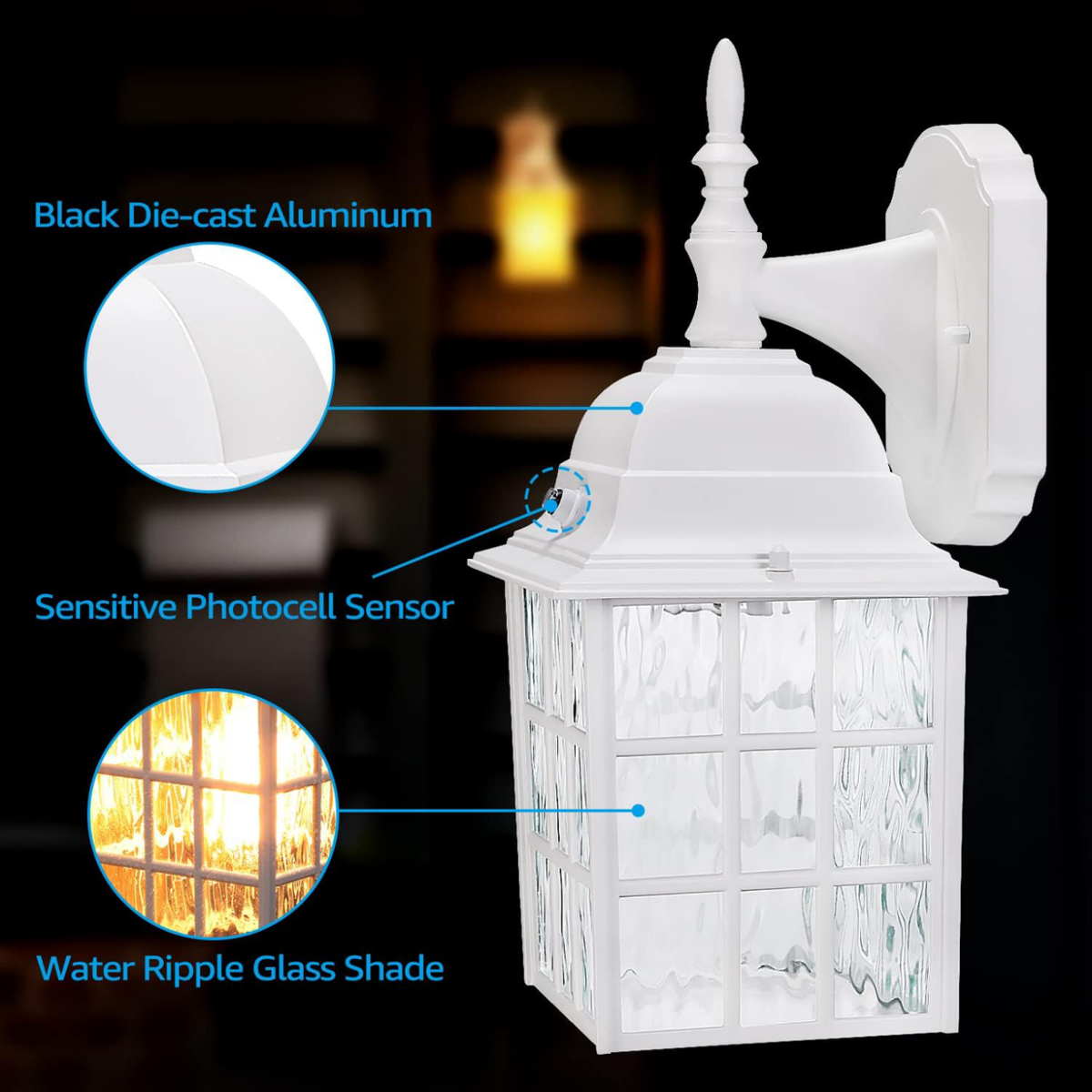 TORCHSTAR Dusk to Dawn Porch Lights-Outdoor Wall Lantern