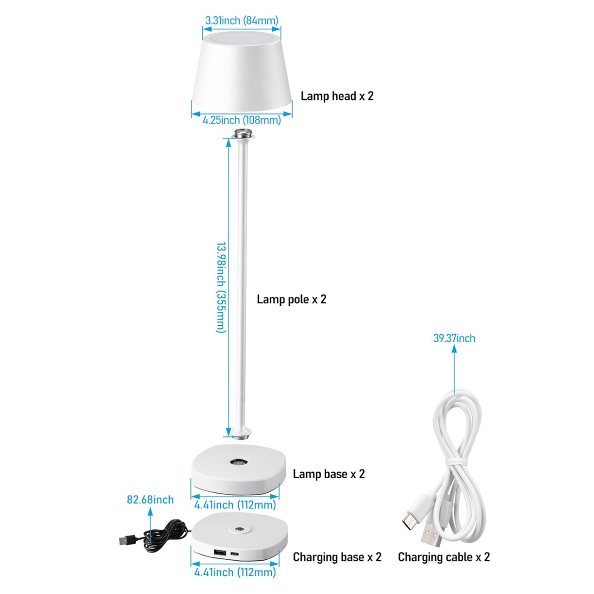 TORCHSTAR LED Rechargeable Cordless Table Lamp