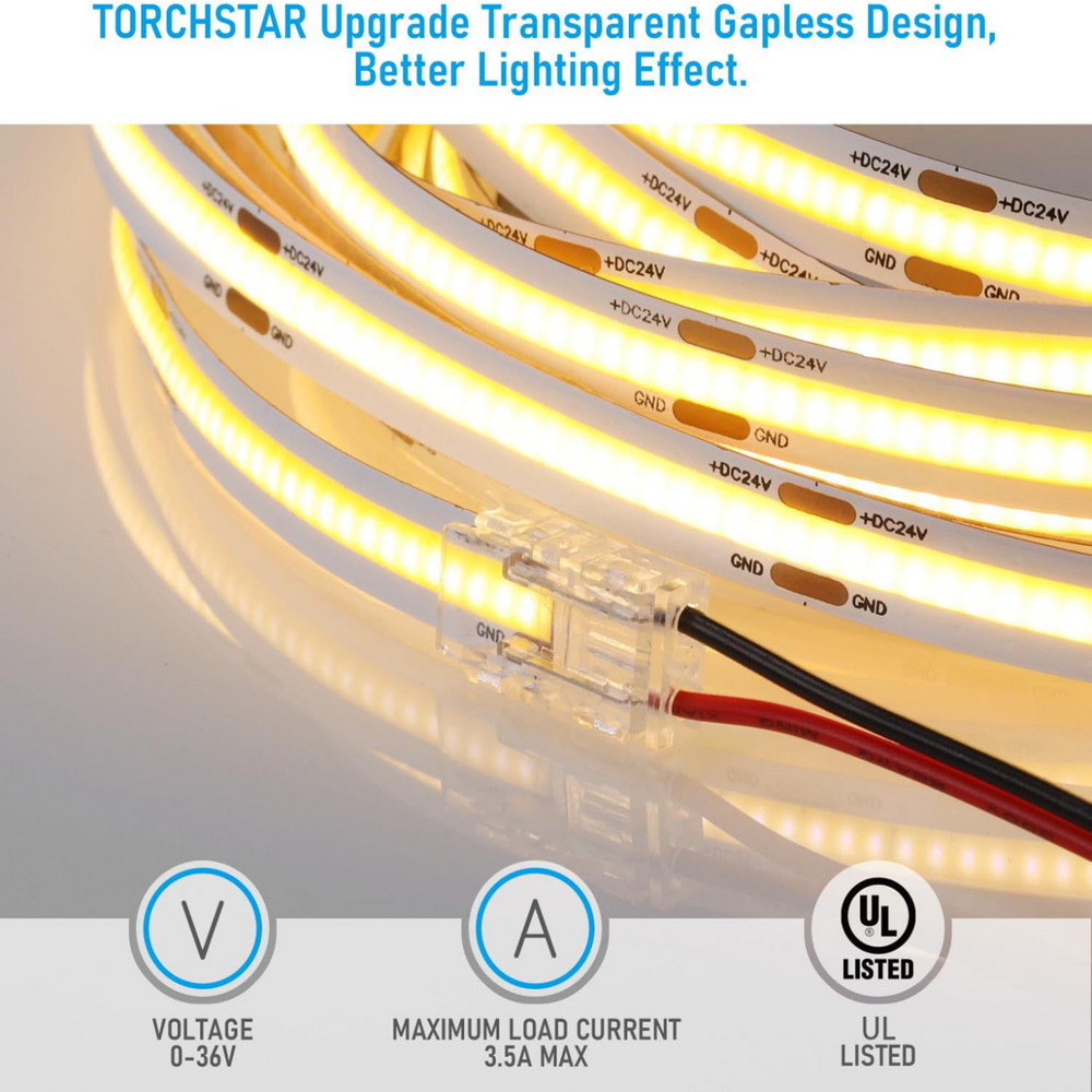 TORCHSTAR 2 Pin 8mm LED Strip Light Connectors UL Listed