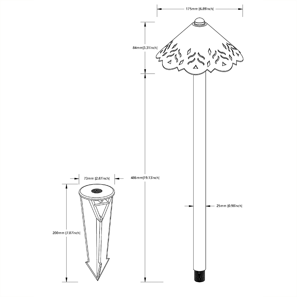 Premium USDL-H 22.5" Brass Path Lights - Lamp Ready