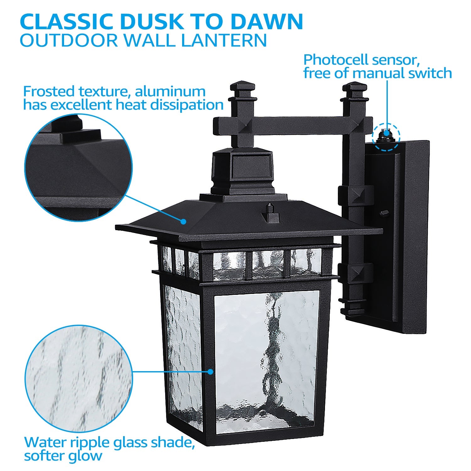 LEONLITE Pavilien™ 12" Dusk-to-Dawn Wall Lantern - White