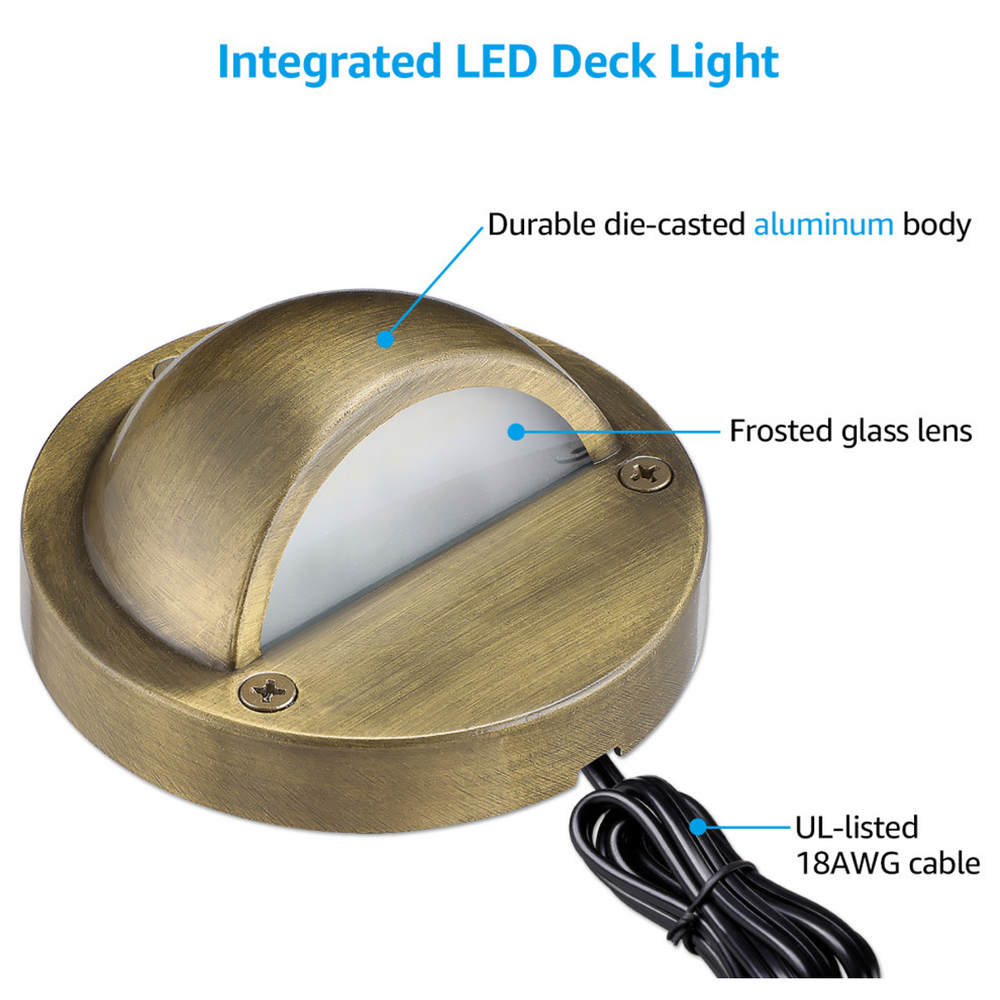 Hemisphere LED Deck Lights, 3000K Warm White, Bronze