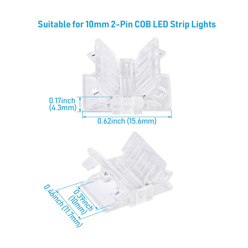 TORCHSTAR 2 Pin 10mm LED Strip Light Connectors UL Listed