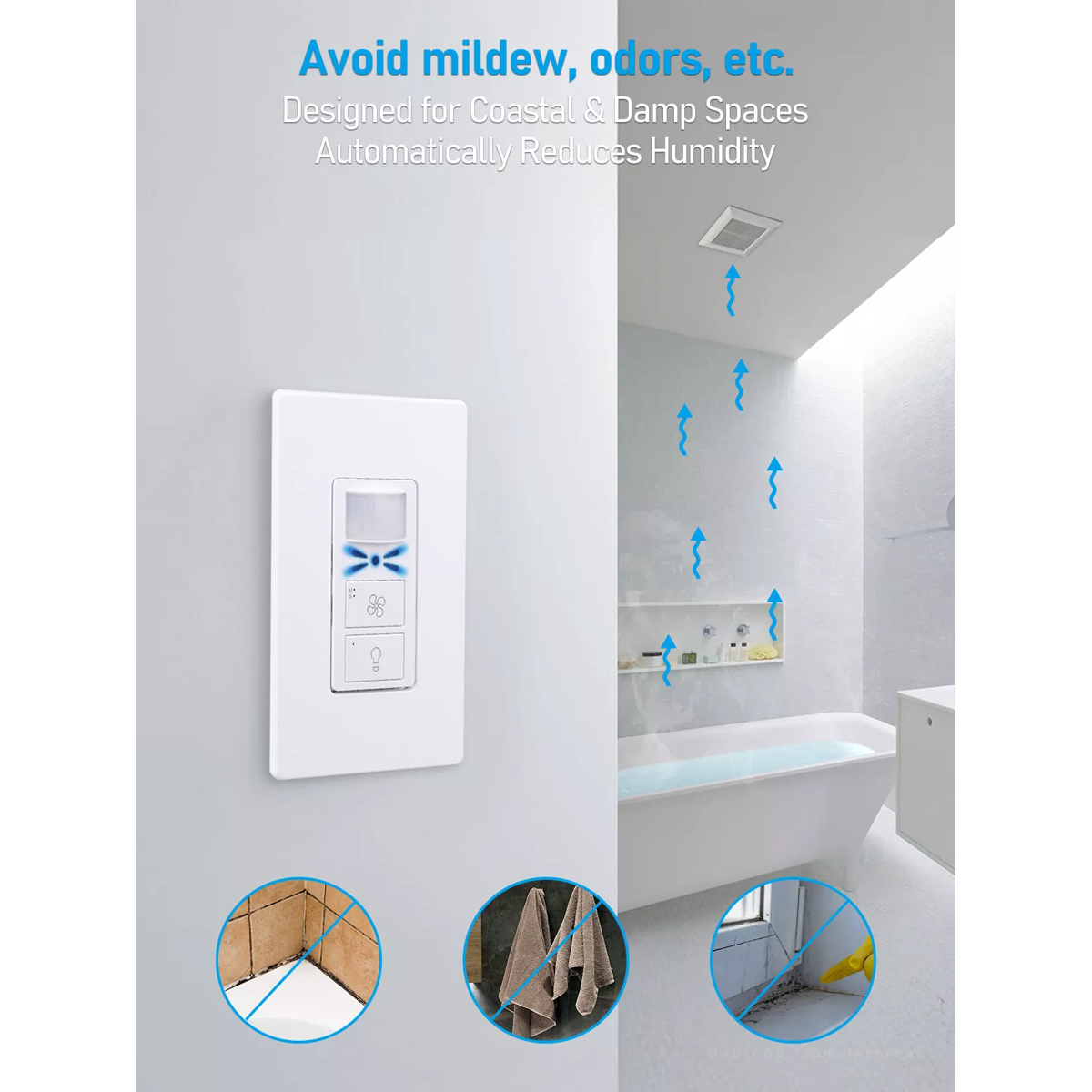 TORCHSTAR Humidity Sensor Switch with PIR Motion Detection