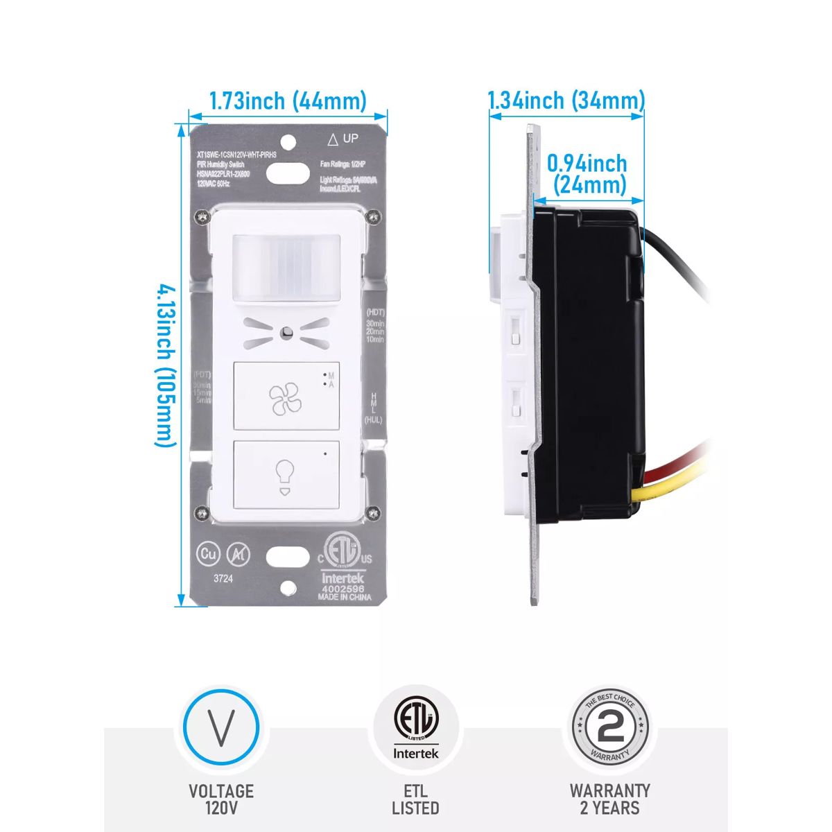 TORCHSTAR Humidity Sensor Switch with PIR Motion Detection