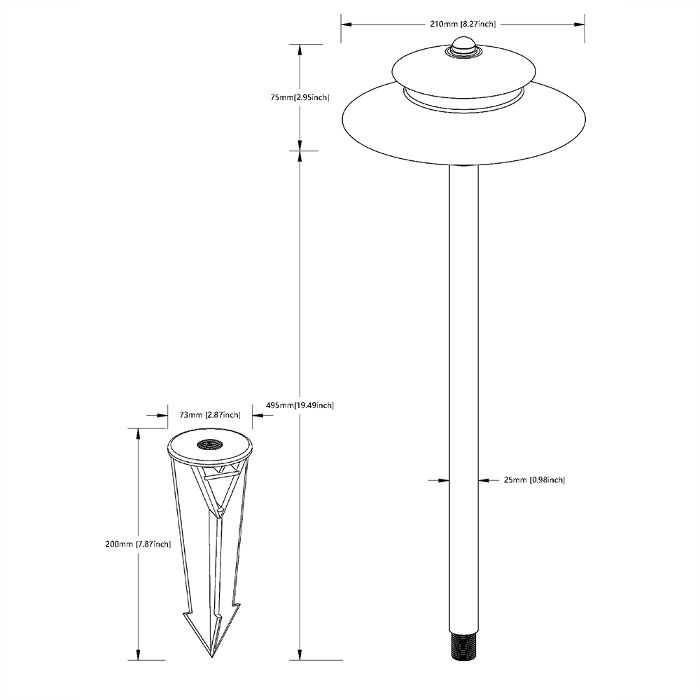 Premium DSDL 22.5" Brass Path Lights - Lamp Ready