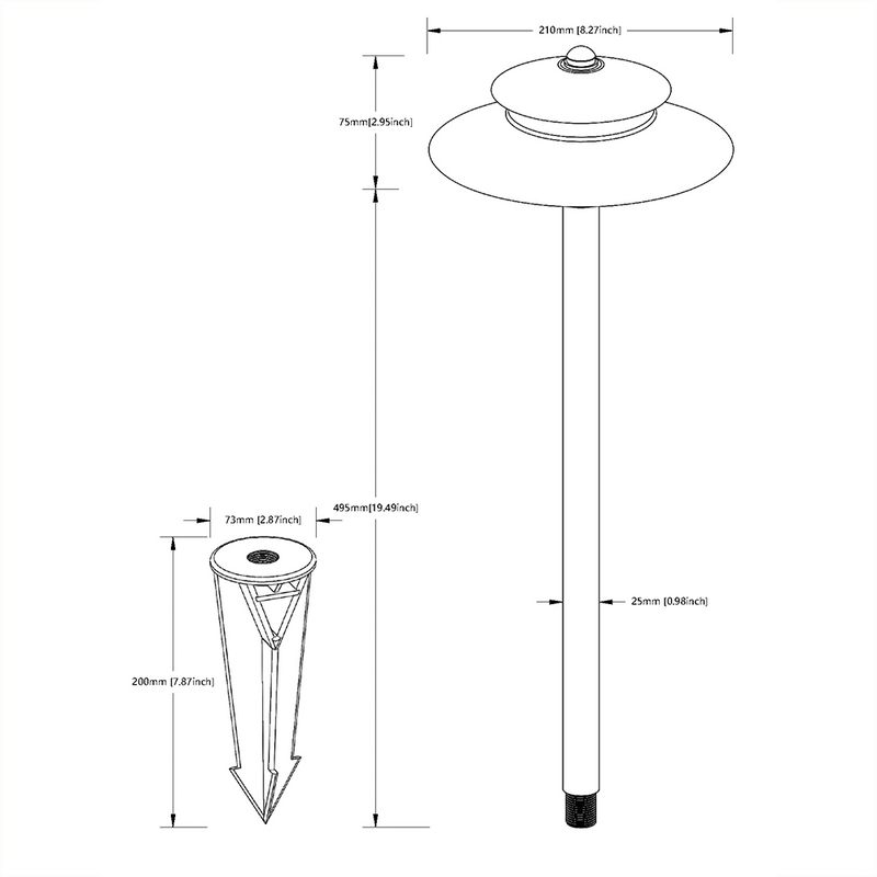 Premium DSDL 22.5" Brass Path Lights - Lamp Ready