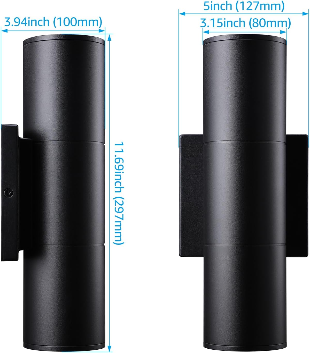 Integrated Outdoor LED Cylinder Up Down Wall Light - 3CCT