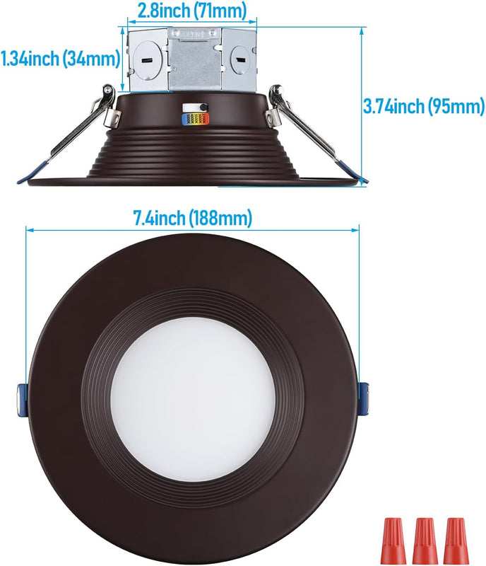 Bafflux 6" Glare-free LED Recessed Light - 15W Dimmable with Oil Rubbed Bronze Baffle Trim