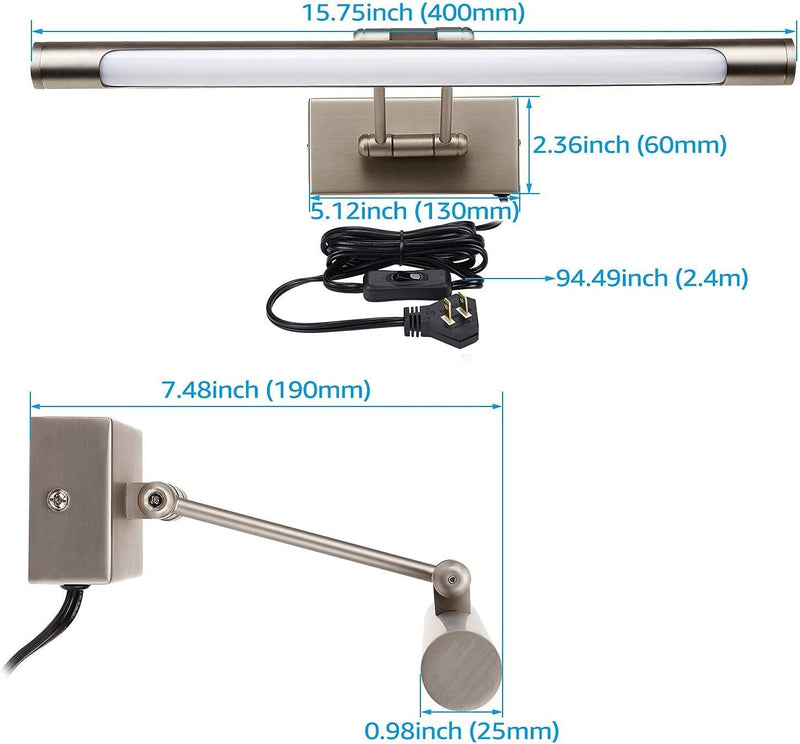 SignatureGlow Satin Nickel Picture Lights - Straight Arm - Single CCT