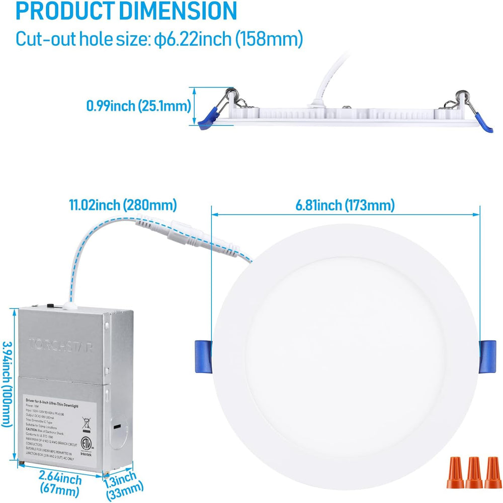 SlimPanel Colour 6" LED Ultra-thin Recessed Light - Milky White - 12W - Adjustable CCT