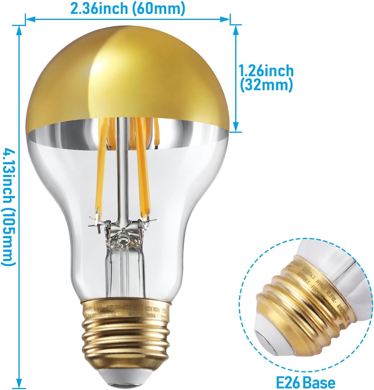 TORCHSTAR® Anti Glare Dimmable Half Chrome Light Bulb, 4.5W (40W Eqv.) - 3CCT