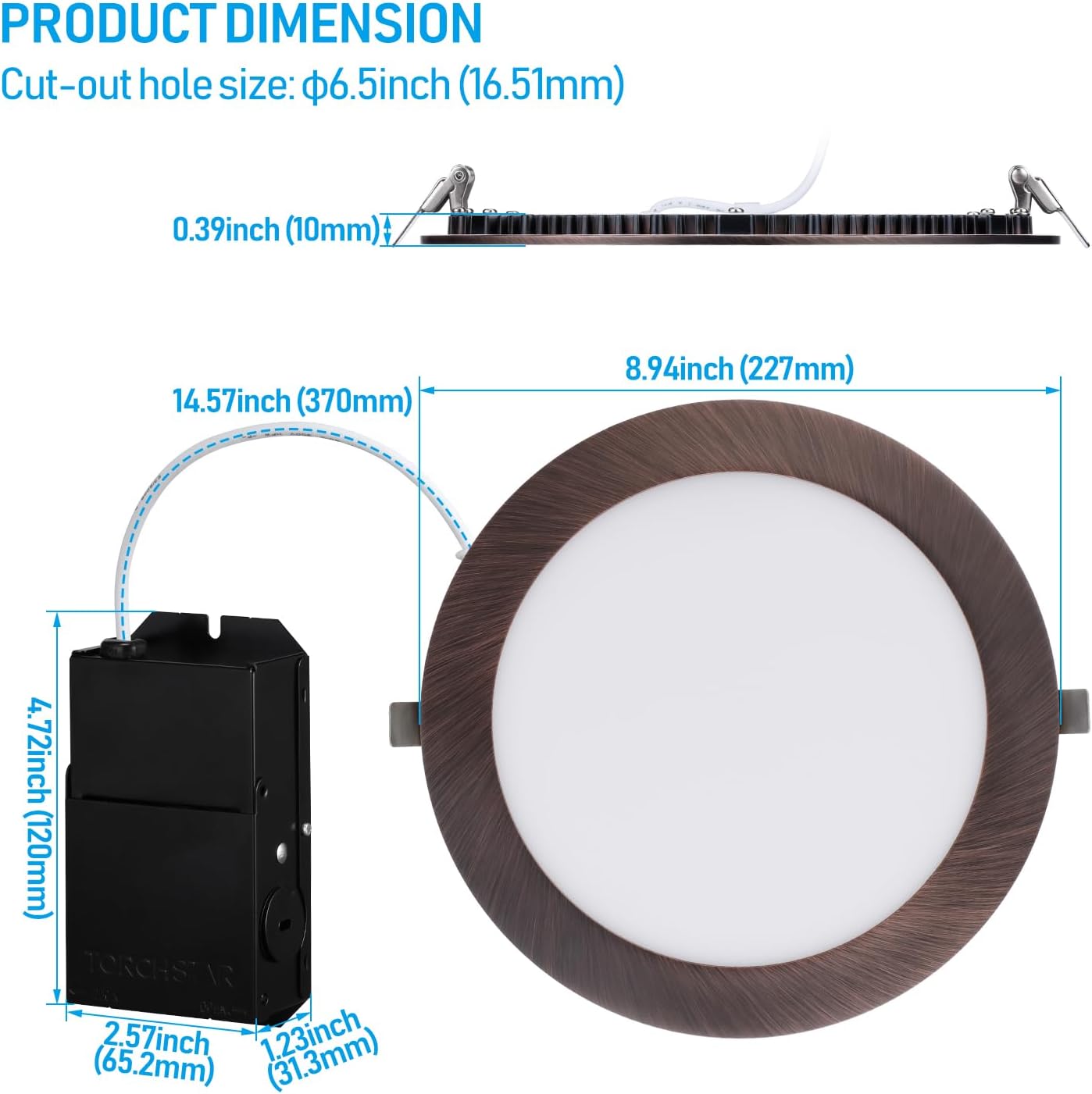 SlimPanel Colour 8" LED Ultra-thin Recessed Light - Oil Rubbed Bronze - 18W - Single CCT