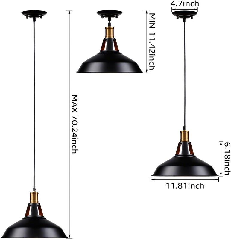 ArtisanGleam Vintage Hanging Pendant - Matt Black