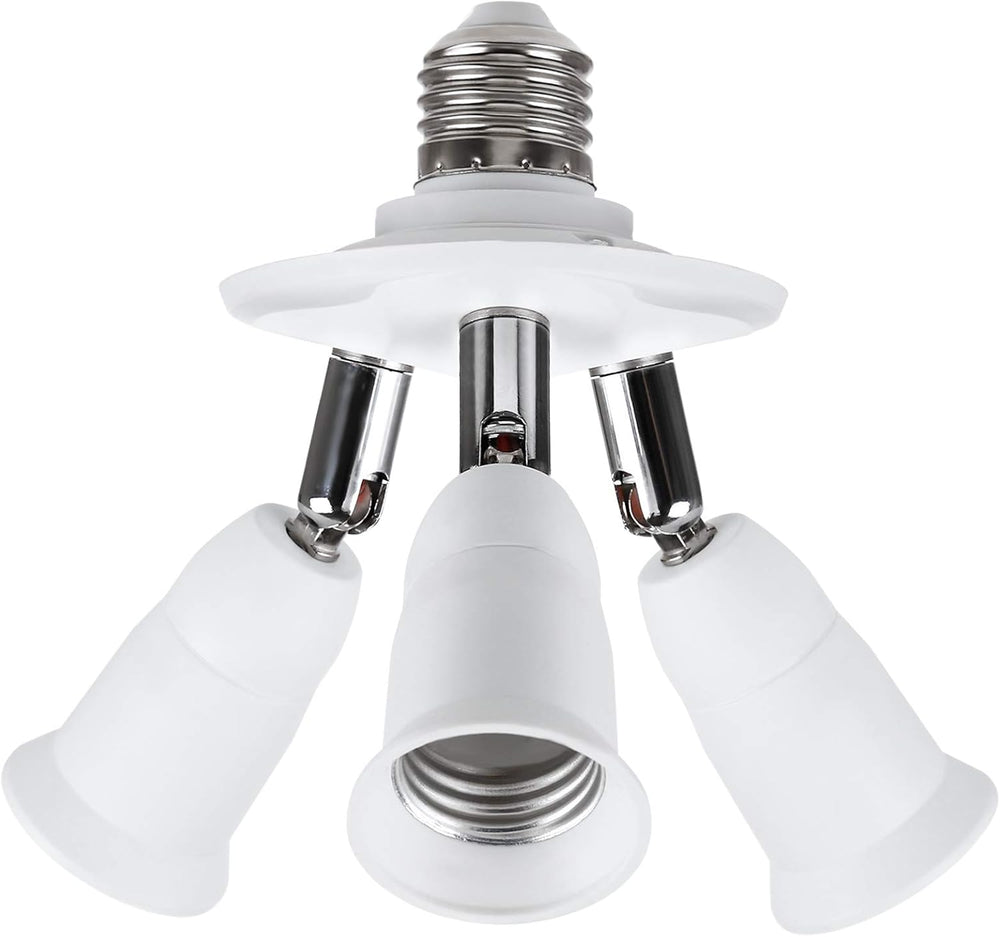 3-in-1 Light Socket Splitter, E26 E27 Adapter Converter Standard LED Bulbs Holder