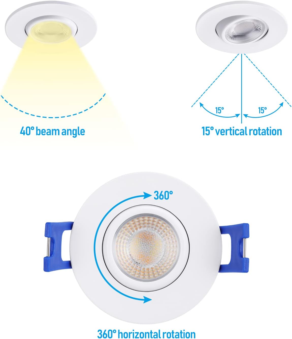 Circulex 2" Directional Canless LED Recessed Light - 6W Dimmable with White Trim