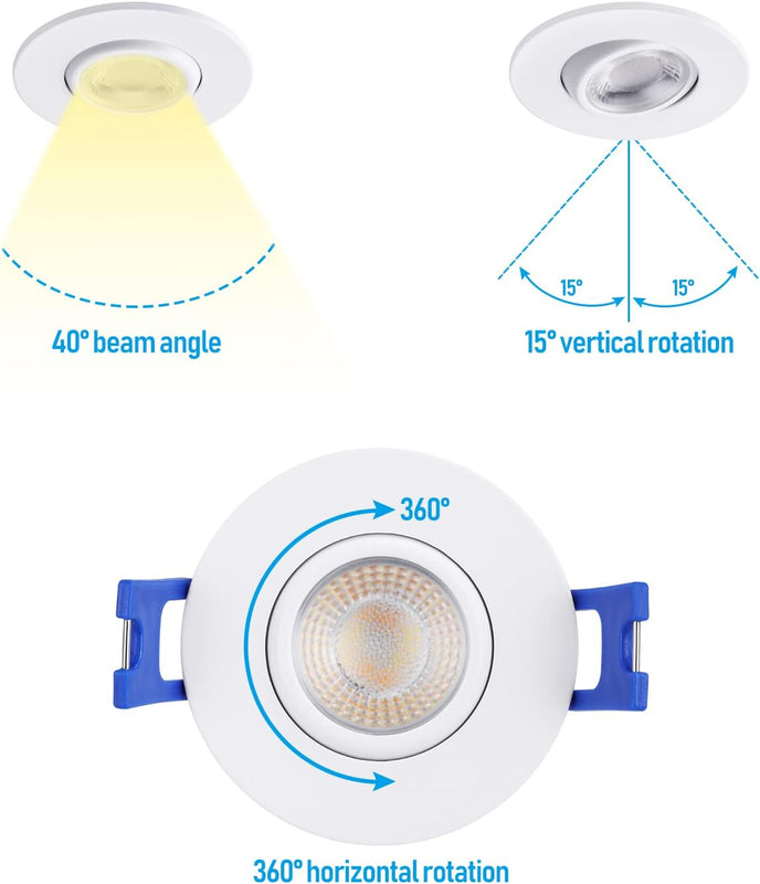 Circulex 2" Directional Canless LED Recessed Light - 6W Dimmable with White Trim