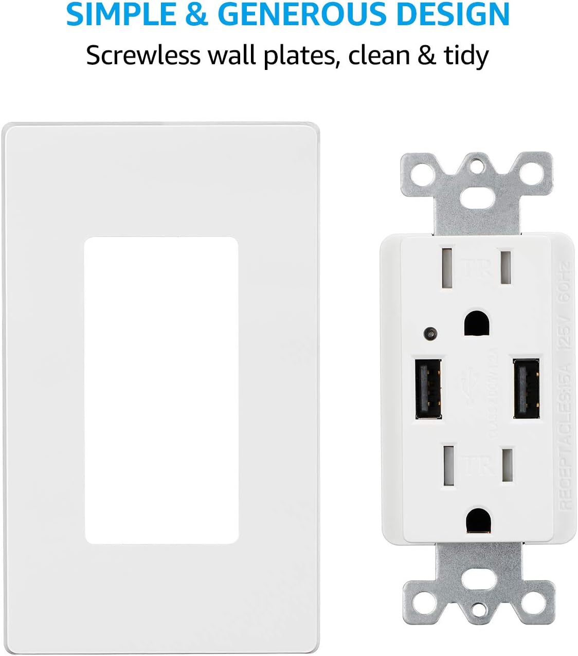 TORCHSTAR 15A Outlet with Dual 4.2A USB Charging Port