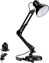 FlexiShade Retro Style Swing Arm Desk Lamp - E26 Base - Matt Black