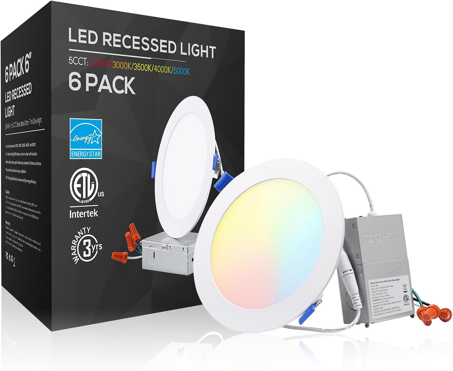 SlimPanel Finish 6" LED Ultra-thin Recessed Light - Milky White - 12W - Adjustable CCT
